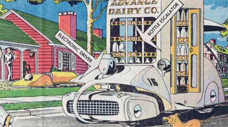 The milkman's robot helper of the future as imagined by illustrator Arthur Radebaugh (1961)