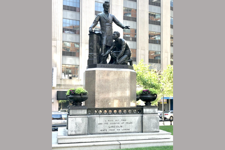 The sculpture has stood in Boston's Park Square since 1879.