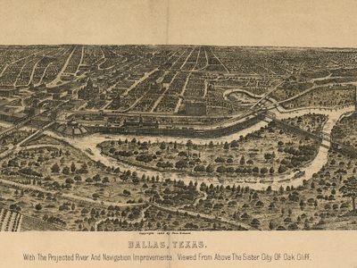 Aerial view of Dallas, Texas in 1892. 