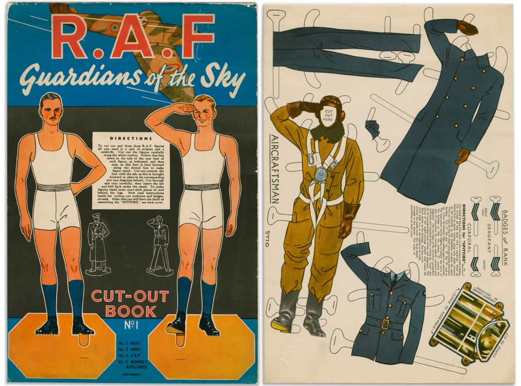 RAF men in a WWII cut-out book