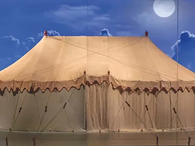 The fateful tent on display at the Museum of the American Revolution in Philadelphia.