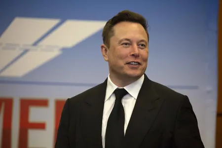 Elon Musk at a press conference at the Kennedy Space Center in Cape Canaveral, Florida