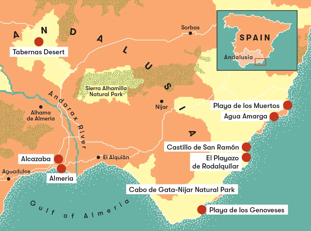 a map showing Almeria Spain