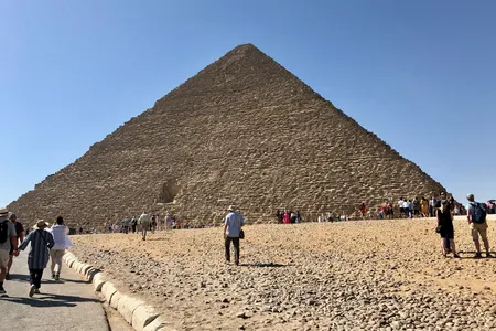 The Great Pyramid of Giza in Egypt is a major tourist attraction.