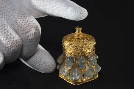 Discovered with the Galloway Hoard in Scotland, a gold-wrapped rock crystal jar includes the name of a previously unknown bishop from medieval Britain.