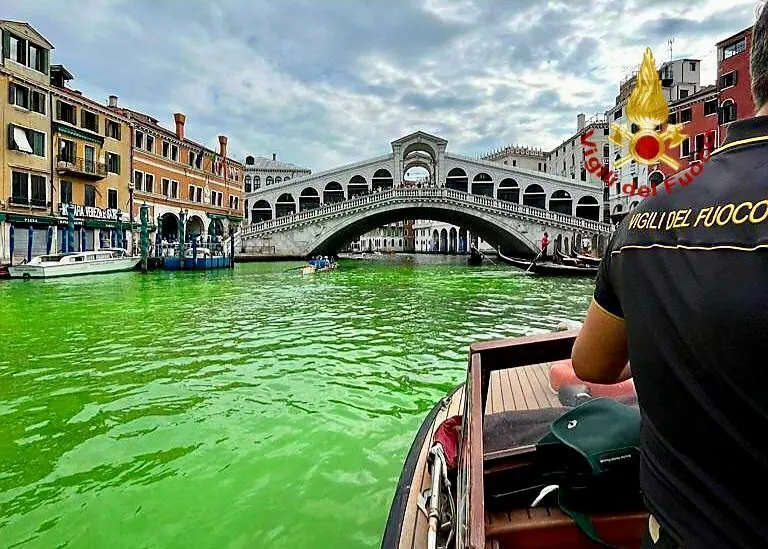 Green water and historic bridge