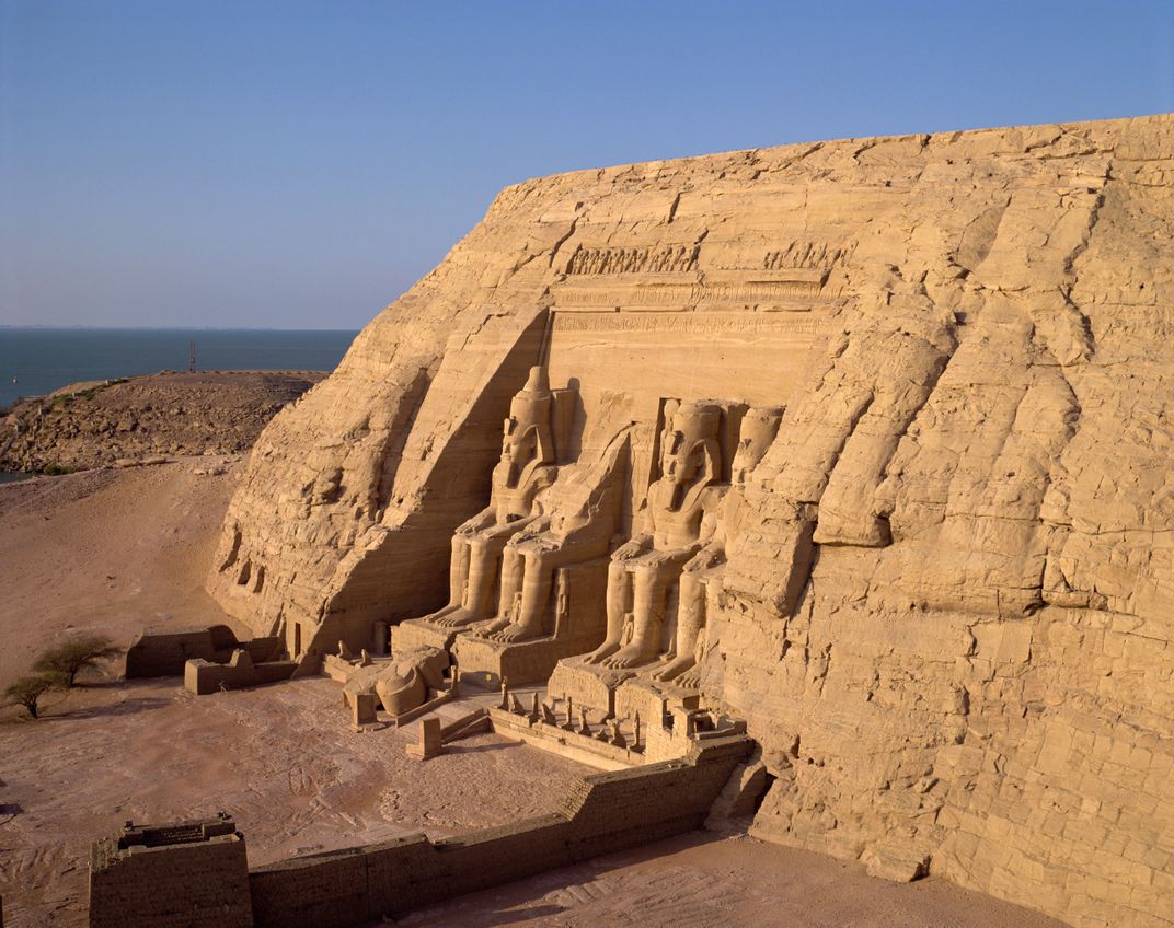 The Great Temple of Abu Simble with two large rock carvings of King Ramesses