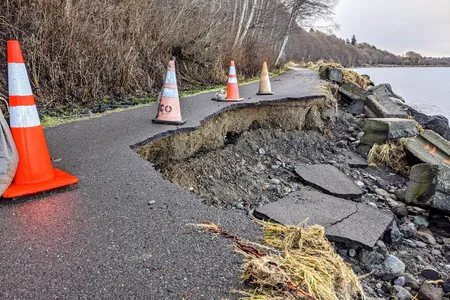 Wave action in December collapsed part of the Olympic Discovery Trail in Port Angeles, Washington. Passersby began to notice ancient human remains a few weeks later. 