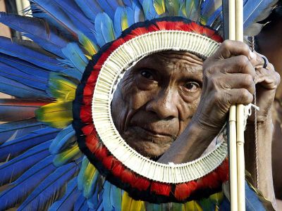 Brazil's Surui people, like the man pictured above, share ancestry with indigenous Australians, new evidence suggests. 