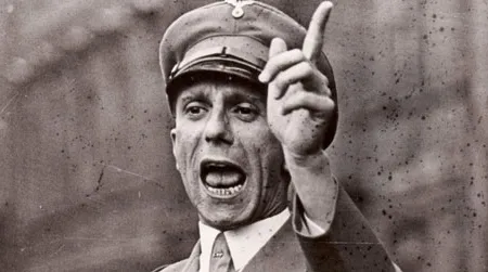 Nazi propaganda minister Joseph Goebbels makes a point.