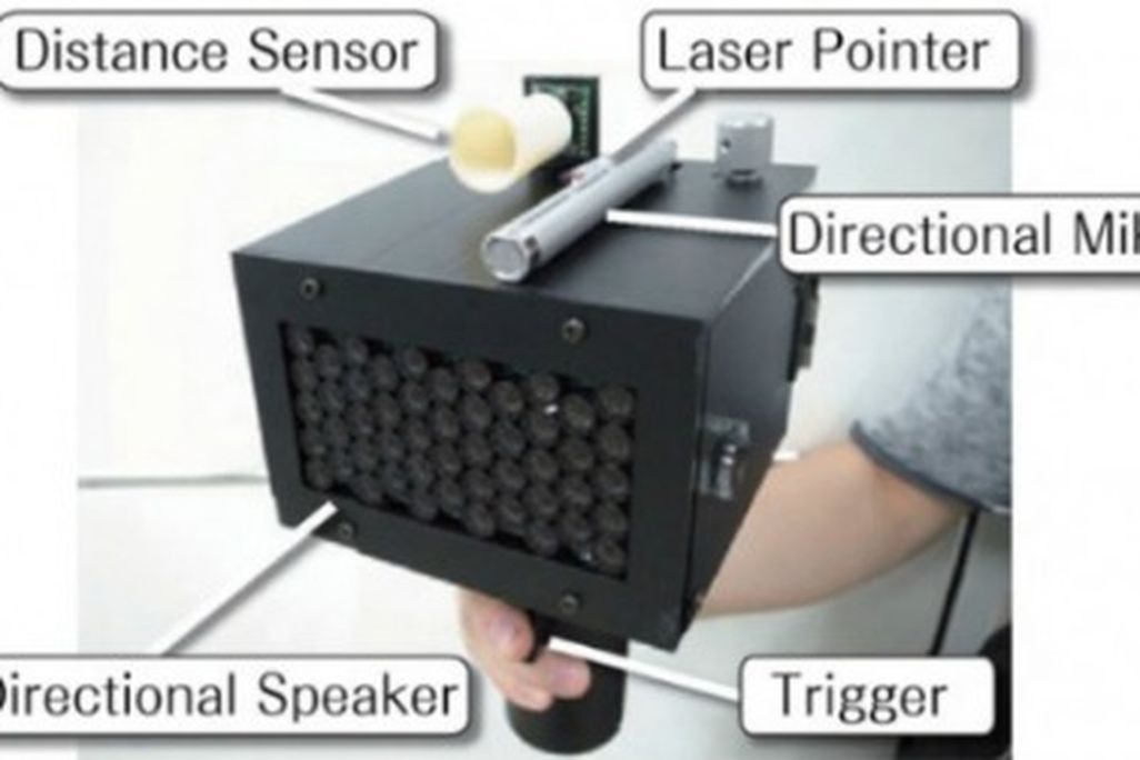 The prototype SpeechJammer gun, created by Japanese researchers.