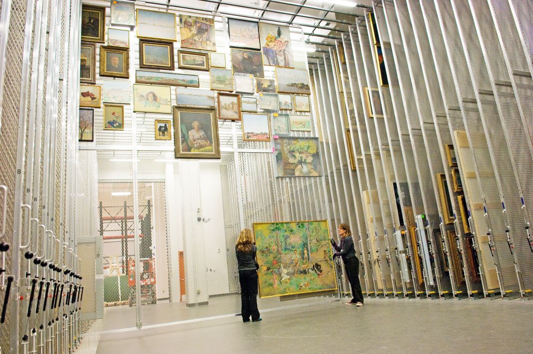 Image of Hirshhorn Museum's art hanging storage