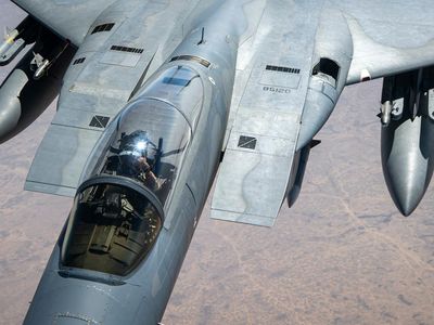 An F-15C flies over Iraq in August 2020.