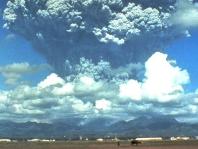 The 1991 Mount Pinatubo eruption, one of the largest in recent history, is dwarfed by the scale of supervolcano eruptions