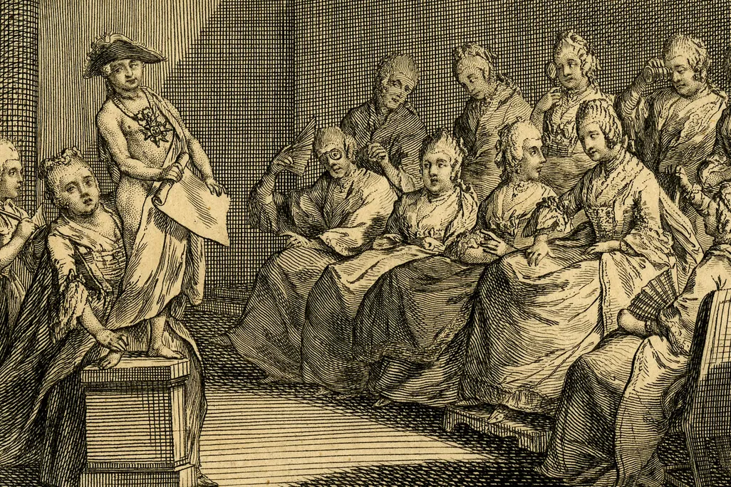 An 18th-century illustration of a jury of matrons