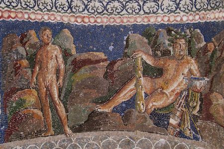 A first-century C.E. mosaic of Hercules and Iolaus