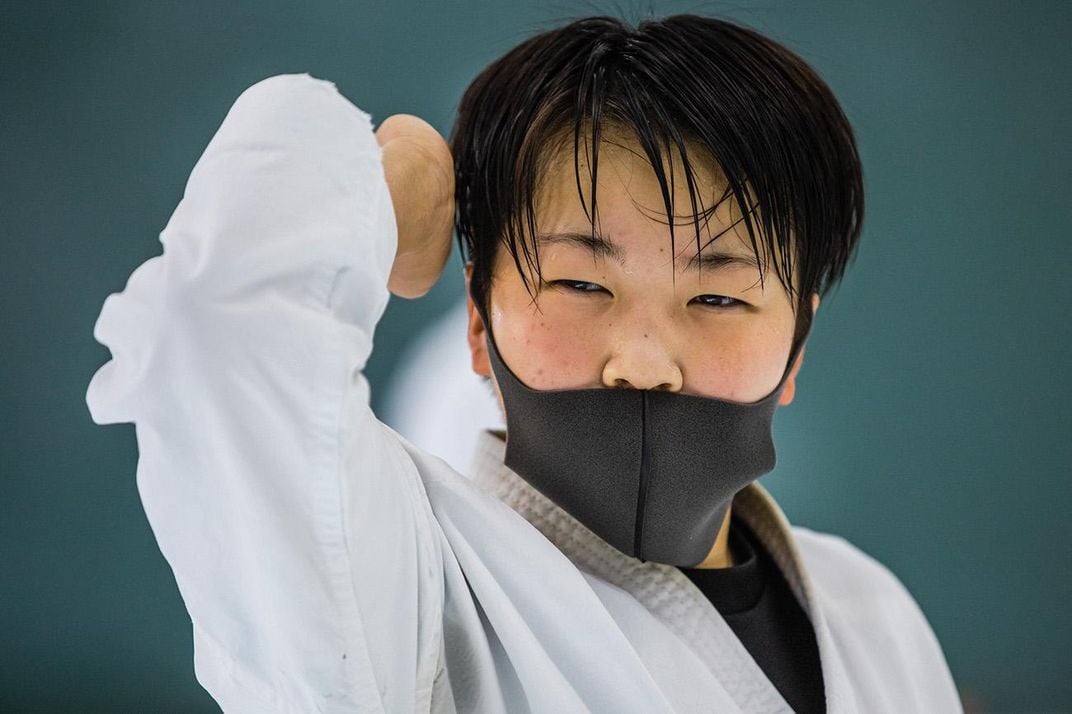 A Yakumo Academy High School karate team member