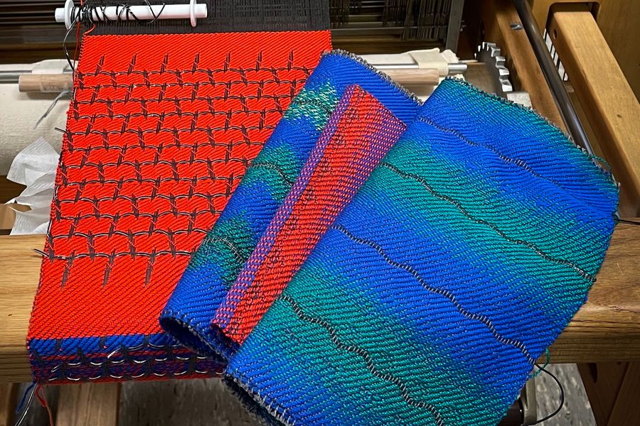 Red and blue fabrics