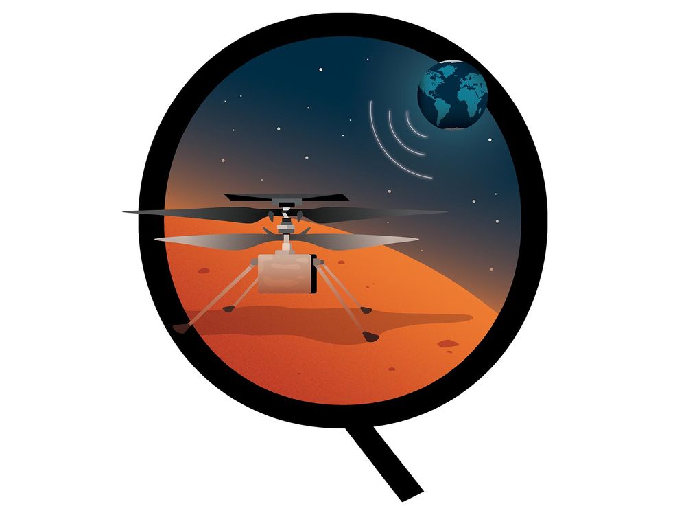 illustration of ingenuity helicopter on Mars