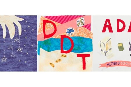 Courtney Gallaher’s Women in Science students at Northern Illinois University created quilt blocks representing astrophysicist Margaret J. Geller, biologist Rachel Carson, and mathematician Ada Lovelace.