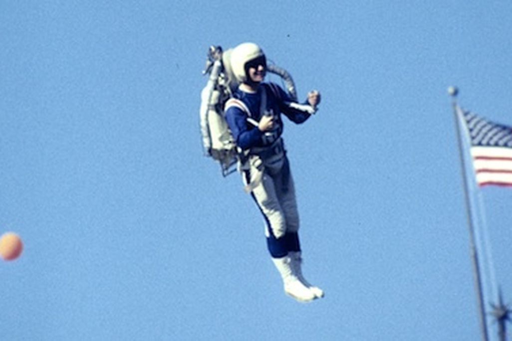 Jetpack pilot at Super Bowl I in 1967