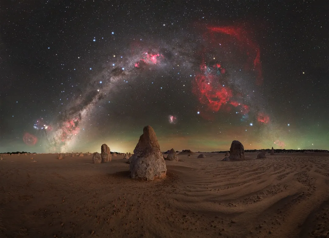 the Milky Way over rock formations