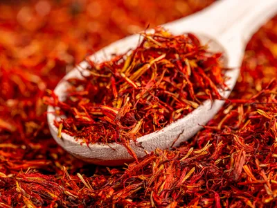 Archaeologists found saffron, as well as peppercorns, almonds, raspberries and other foods.