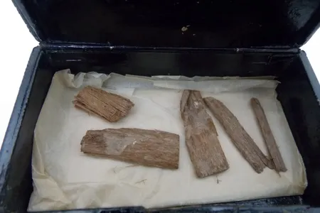 A curatorial assistant found the wood fragments in a misfiled cigar box bearing the image of Egypt's old flag.