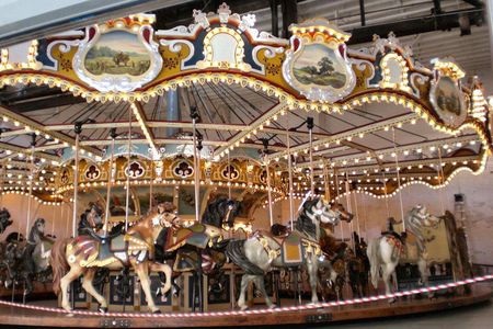 Jane's Carousel sits between the Manhattan and Brooklyn bridges and is housed in a $9-million-dollar transparent acrylic box. The restoration by artist Jane Walentas took 20 years to complete. 