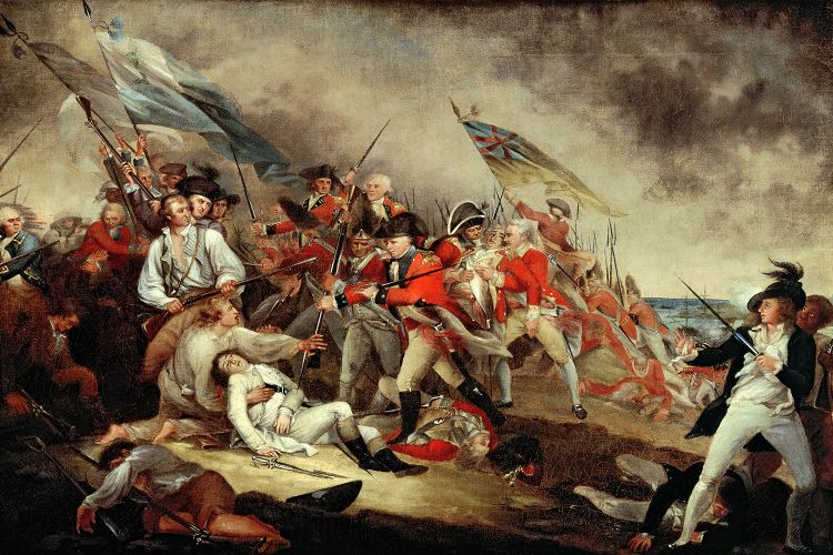 This John Trumbull painting of the Battle of Bunker Hill presents a romanticized version of&nbsp;Joseph Warren&#39;s death.