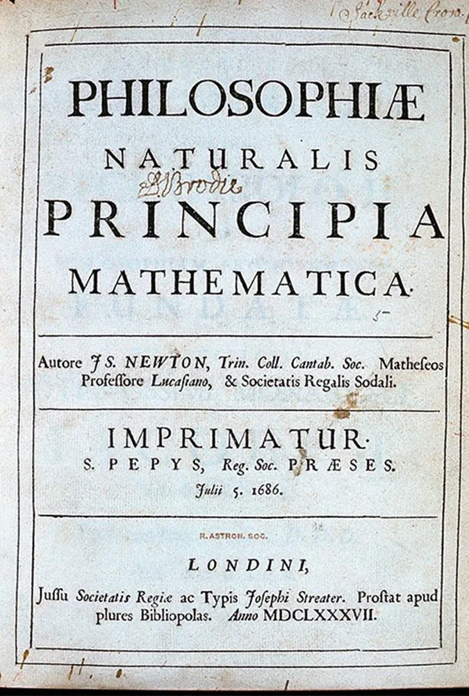First edition of Isaac Newton’s revolutionary mathematical treatise of 1687.