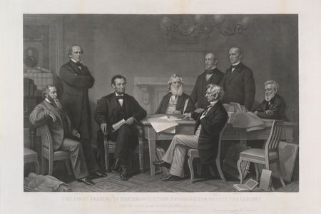 The First Reading of the Emancipation Proclamation before the Cabinet / Alexander Hay Ritchie, after Francis B. Carpenter / 1866 / National Portrait Gallery, Smithsonian Institution / Gift of Mrs. Chester E. King