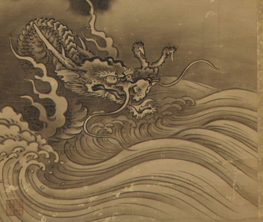 An Edo period painting of a Japanese dragon