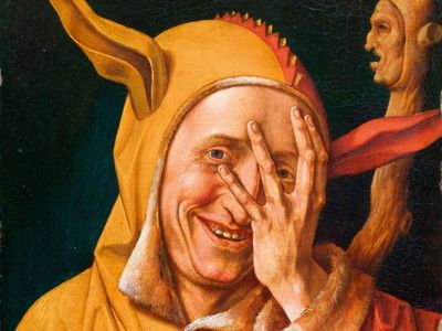 Portrait of a Jester looking through his fingers, circa 1548