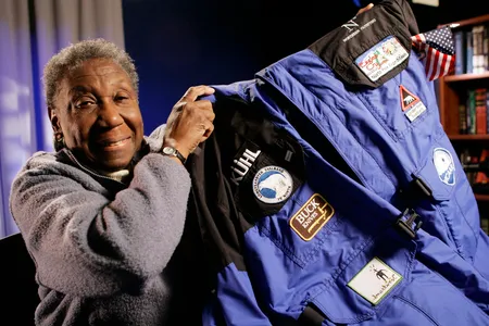 Barbara Hillary shows off the parka she wore on her trip to the North Pole.