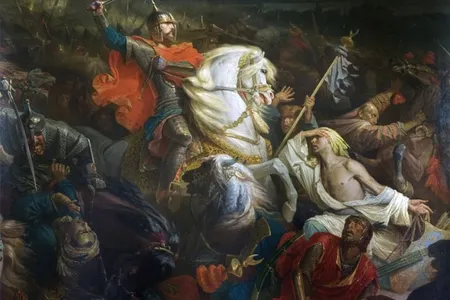 An 1849 painting by Adolphe Yvon depicts Dmitry Donskoy, who is widely regarded as a Russian hero, in the Battle of Kulikovo. Donskoy&rsquo;s remains were discovered in Moscow in August.&nbsp;