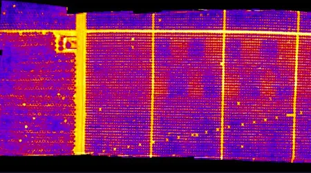 A thermal infrared image of orchard water levels