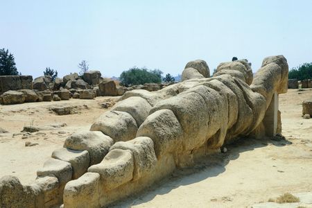 A replica statue of Atlas at the Temple of Zeus in Agrigento, Sicily