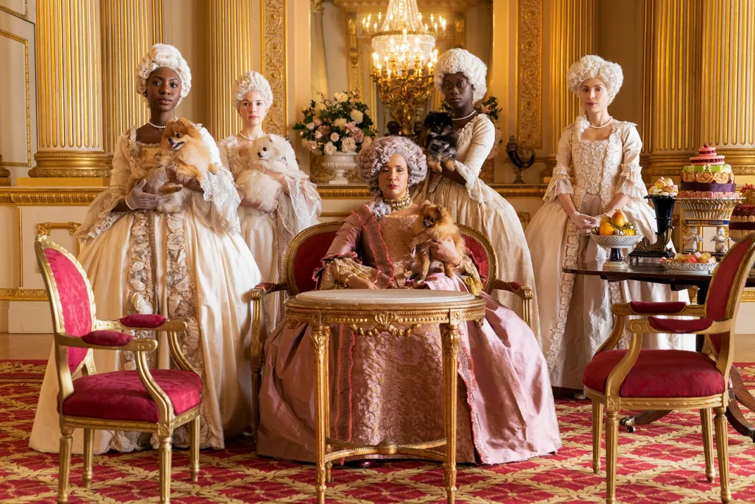 Queen Charlotte and her ladies in "Bridgerton"