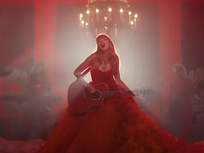 The red wedding dress from Taylor Swift&#39;s &quot;I Bet You Think About Me (Taylor&rsquo;s Version) (From the Vault)&quot; is among the outfits on view at the exhibition.