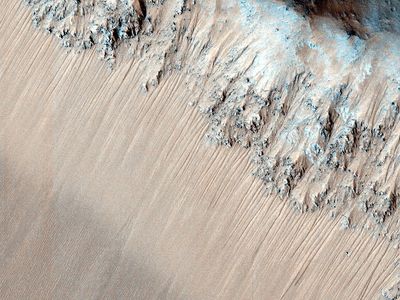 Recurring Slope Lineae in Juventae Chasma, a giant box canyon on Mars.