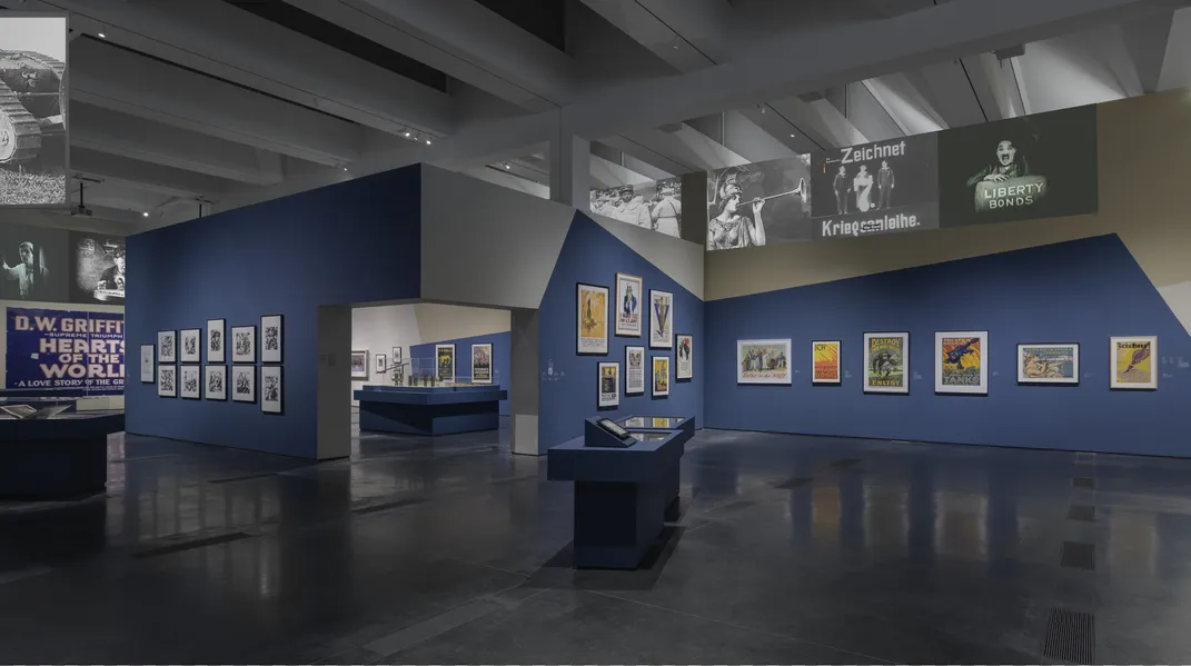 Installation view of "Imagined Fronts: The Great War and Global Media" at the Los Angeles County Museum of Art