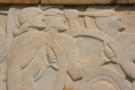 A monument in Thermopylae to King Leonidas. 