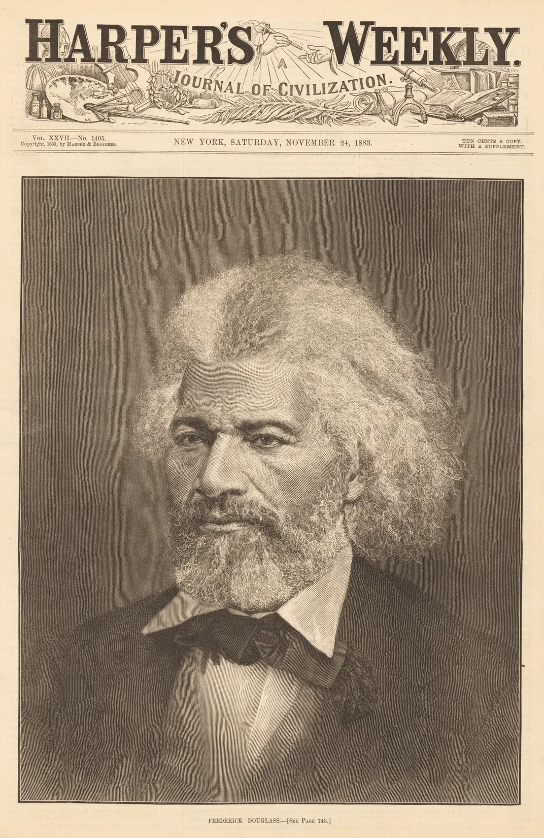 Frederick Douglass wood engraving on paper