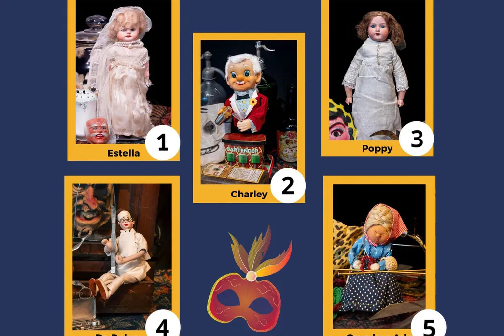 Collage of creepy dolls