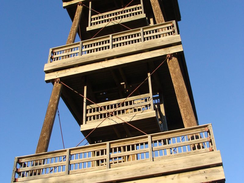 Admiring the wonderfully engineered Nicollet Tower west of Sisseton, SD