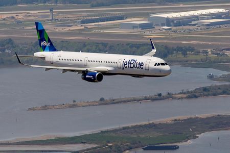 The first Airbus A321 built in the United States, formally branded a USA321, makes its maiden flight over Alabama’s Mobile Bay last month.