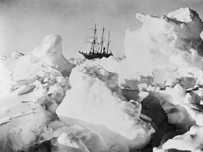 Endurance was frozen in an ice floe for months before breaking free and sinking. Shackleton's men eventually used a lifeboat they called James Caird to go for help. 