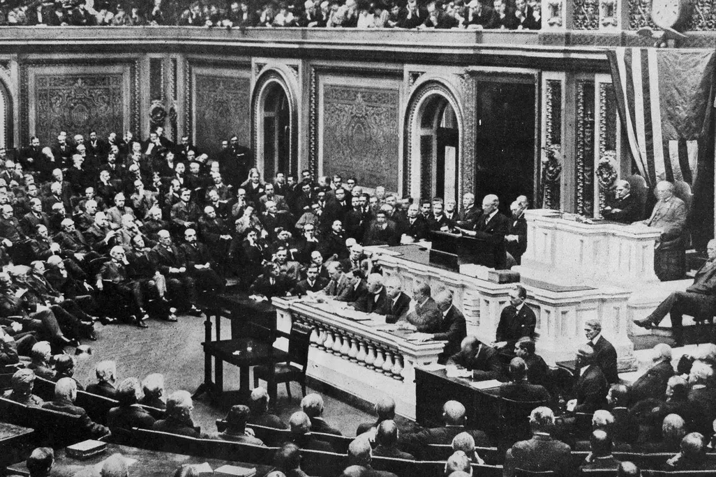 President Woodrow Wilson addresses Congress