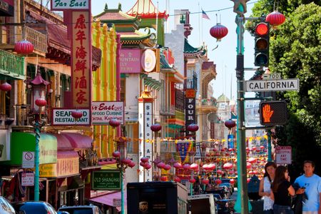 San Francisco's modern-day Chinatown. Old Chinatown was almost completely destroyed during the earthquake of 1906 and the fires that ensued. 
